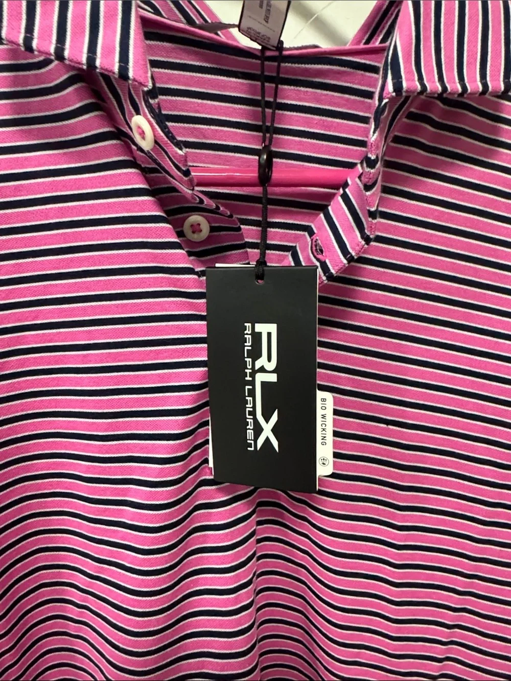 Ralph Lauren Pink and Black Striped Polo